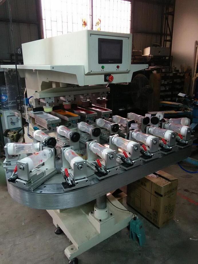 8色移印機(jī)印刷奶瓶瓶子多色套色精準(zhǔn)速度快大型八色轉(zhuǎn)盤(pán)移印機(jī)